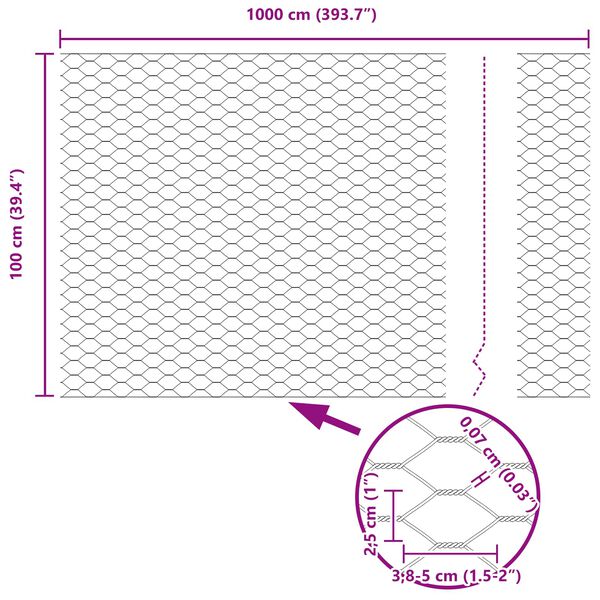 vidaXL Šesterokotna ograja Zelena 1 x 10 m Jeklo