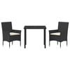 vidaXL Komplet za jedilnico v vrtu z blazino 3 pcs Rjava poli ratan