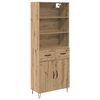 vidaXL Visok predalnik 2 pcs Umetni hrast 69,5 x 34 x 180 cm