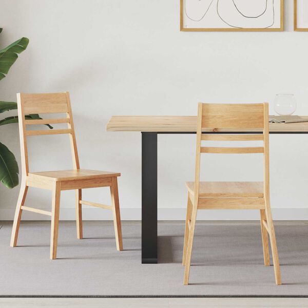 vidaXL Jedilni stoli 2 pcs Naravna 43 x 54 x 89 cm Masivno gumovo les