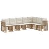 vidaXL Zunanja garnitura za sedenje z blazino 7 pcs Naravna Poliester