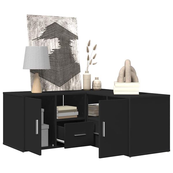 vidaXL Kotna omarica črna 160x40x45 cm iverna plo&scaron;ča