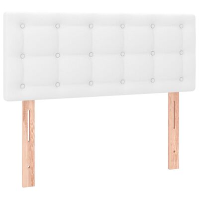 vidaXL Box spring postelja z vzmetnico LED bela 90x200 cm umetno usnje