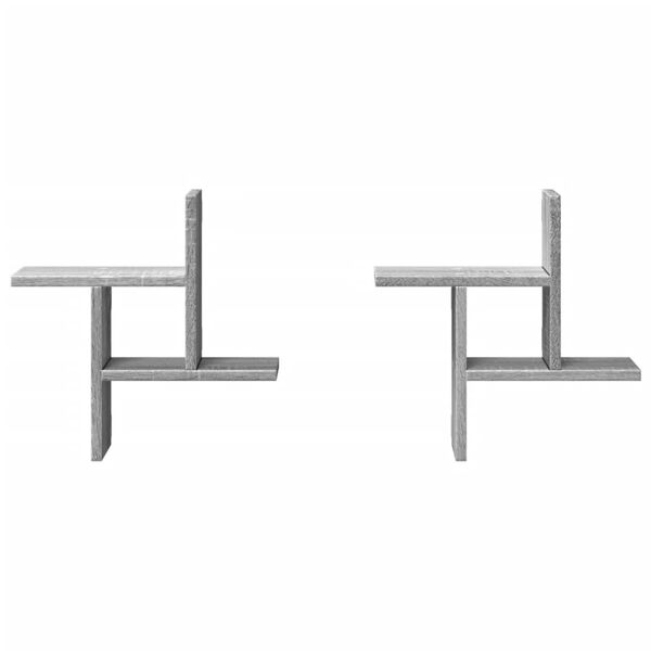 vidaXL Stenske police 2 kosa siva sonoma 38x12x38 cm inženirski les