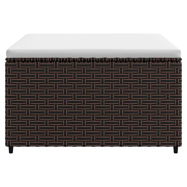 vidaXL Vrtni stolček za noge z blazino rjav poli ratan