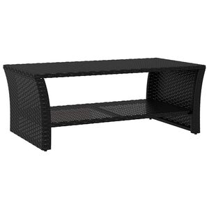 vidaXL Klubska mizica črna 100x50x40 cm poli ratan