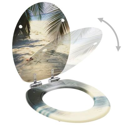 vidaXL Deska za WC školjko počasno zapiranje MDF dizajn plaže