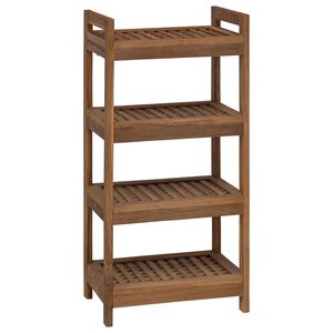 vidaXL Polica za kopalnico Naravna 45 x 30 x 97 cm Trden tikov les