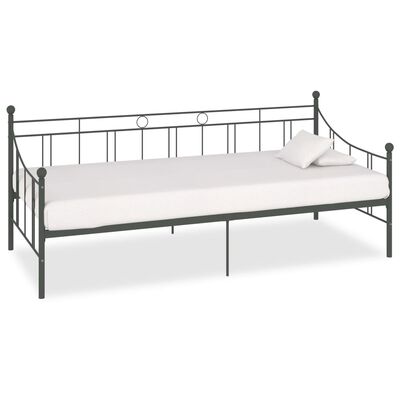 vidaXL Posteljni okvir za dnevno posteljo siv kovinski 90x200 cm