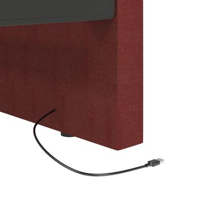vidaXL Dnevna postelja z vzmetnico USB vinsko rdeče blago 90x200 cm