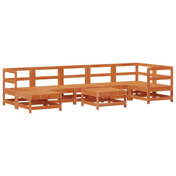 vidaXL Vrtna dnevna garnitura 8 pcs Voskan Rjava Masivna borovina