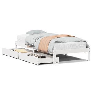 vidaXL Posteljni okvir brez vzmetnice bel 75x190 cm trdna borovina
