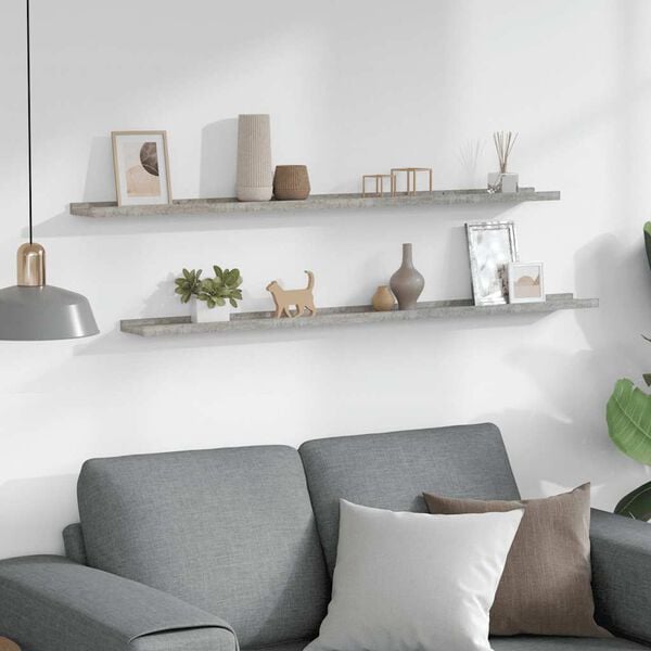 vidaXL Stenske police 2 kosa betonsko sive 115x9x3 cm