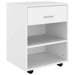 vidaXL Omarica na kolesih bela 46x36x59 cm iverna plo&scaron;ča