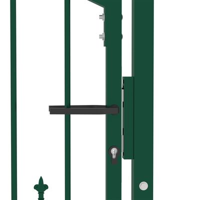 vidaXL Vrata za ograjo s konicami jeklo 100x100 cm zelena