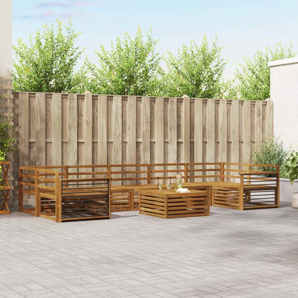 vidaXL Zunanja garnitura za sedenje 8 pcs Naravna