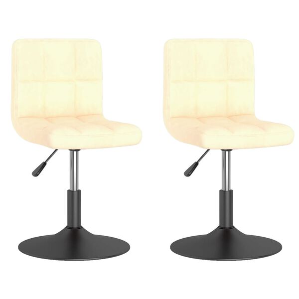 vidaXL Vrtljiv jedilni stol 2 kosa krem žamet