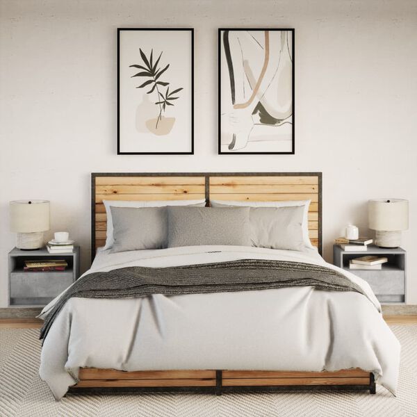 vidaXL Stenska nočna omarica z LED lučkami 2 kosa betonsko siva