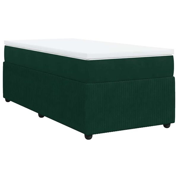 vidaXL Box spring postelja z vzmetnico temno zelen 90x190 cm žamet