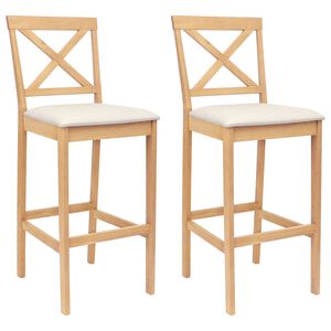 vidaXL Barski stol 2 pcs Naravna in bež