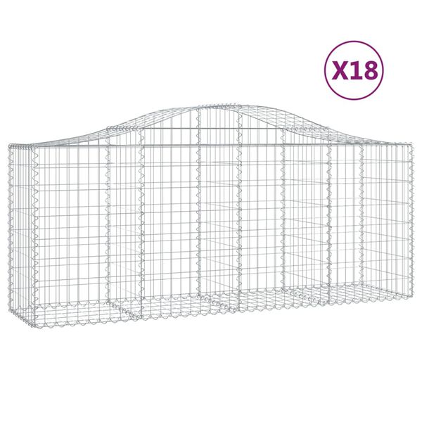 vidaXL Obokane gabion košare 18 kosov 200x50x80/100 cm cinkano železo
