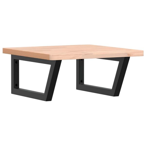 vidaXL Stenska polica za umivalnik jeklo in trdna bukovina