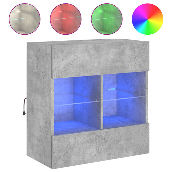 vidaXL Stenska TV omarica z LED lučkami betonsko siva 58,5x30x60,5 cm
