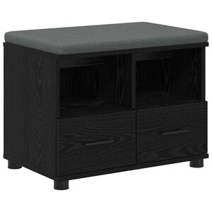 vidaXL Haldna klop Črni Hrast 60 x 38 x 46 cm Oblikovan Les in Tkanina