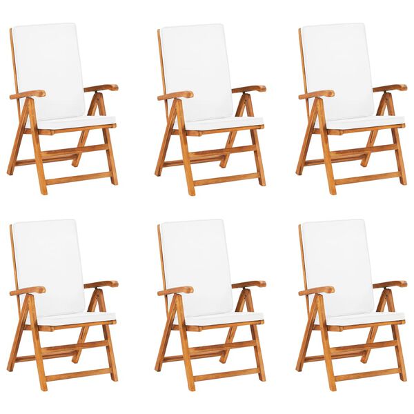 vidaXL Vrtna jedilna garnitura z blazinami 7-delna trdna tikovina