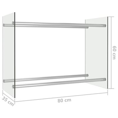 vidaXL Stojalo za drva prozorno 80x35x60 cm steklo