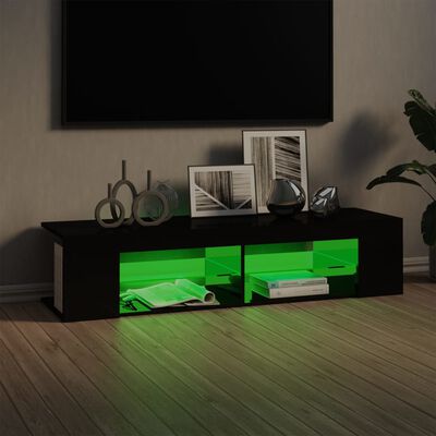 vidaXL TV omarica z LED lučkami visok sijaj črna 135x39x30 cm