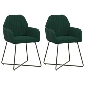 vidaXL Jedilni stoli 2 kos Žamet Temno zelena 55 x 50 x 84 cm
