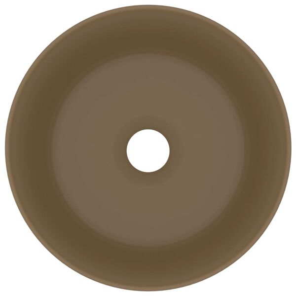 vidaXL Razkošen umivalnik okrogel mat krem 40x15 cm keramičen