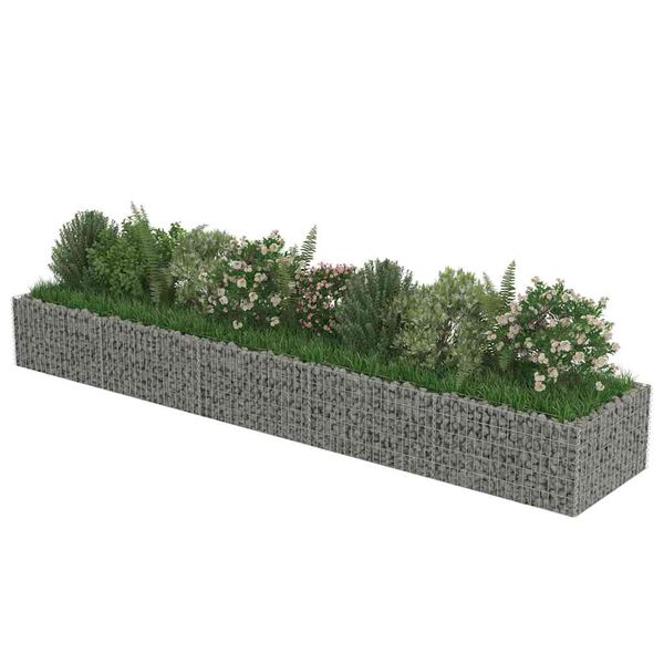 vidaXL Visoka greda gabion pocinkano jeklo 450x90x50 cm