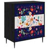 vidaXL Predalni &scaron;afka MAINZ Cvečen tisk 66 x 36,5 x 76 cm Črni hrast