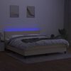 vidaXL Box spring postelja z vzmetnico LED krem 180x200 cm blago