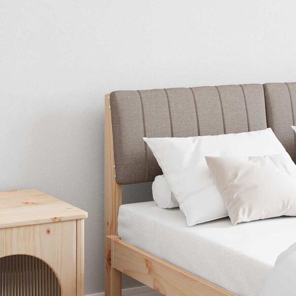 vidaXL Tapecirano vzglavje Taupe 120 cm Masivno borovo les