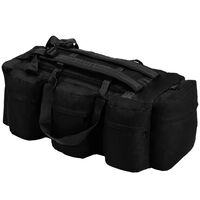 vidaXL Potovalna torba 3 v 1 vojaška 90 L črna