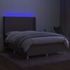 vidaXL Box spring postelja z vzmetnico LED taupe 140x200 cm blago