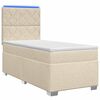 vidaXL Postelja boxspring z vzmetnico Krem 80 x 200 cm Blago
