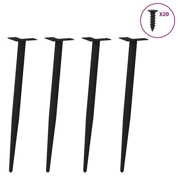 vidaXL Noge za konzolno mizico stožčaste oblike 4 kosi črne 72-73 cm jeklo