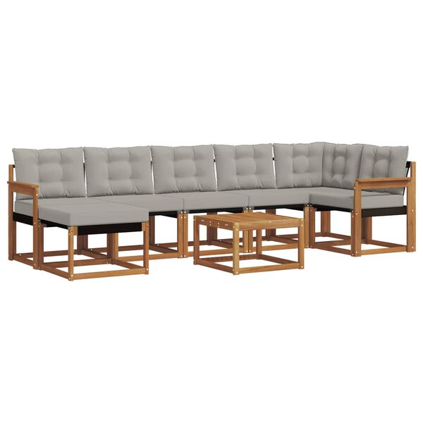 vidaXL Zunanja garnitura za sedenje 8 pcs Naravna in svetlo siva