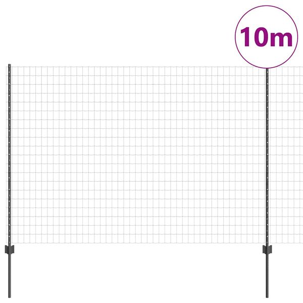 vidaXL Ograja s stebrom Siva 1,5 x 10 m Jeklo in PVC