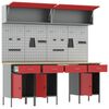 vidaXL Set delovnih omar s predalom s shranjevanjem 10 pcs Rdeča