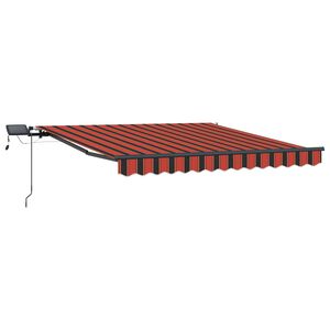 vidaXL Ročno zložljiva tenda z LED 300x250 cm oranžna in rjava