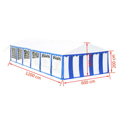 vidaXL Vrtni šotor 12x6 m moder