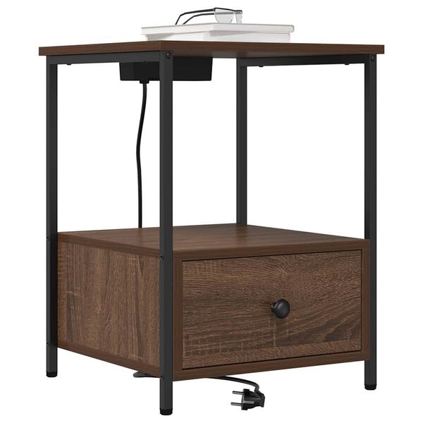 vidaXL Nočna omarica 2 pcs Rjav hrast 42 x 41 x 56 cm Konstruiran les