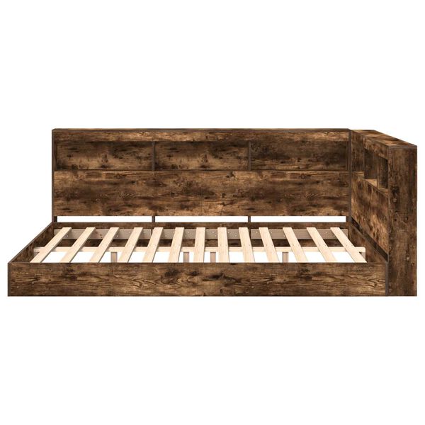 vidaXL Polica postelja Dimljeni hrast 160 x 200 cm Konstruiran les