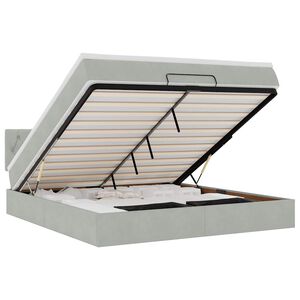 vidaXL Otomanska postelja z vzmetnico&LEDs svetlo siva 180x200cm žamet