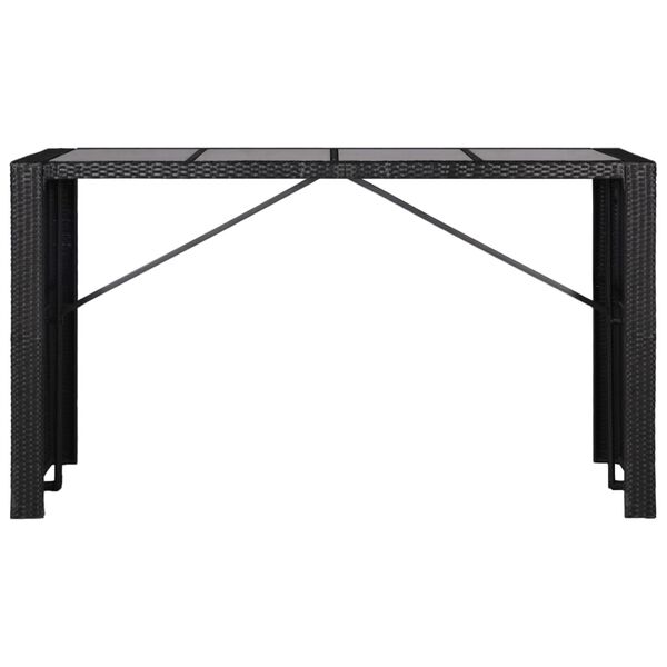 vidaXL Zunanja jedilna garnitura 9-delna poli ratan črna